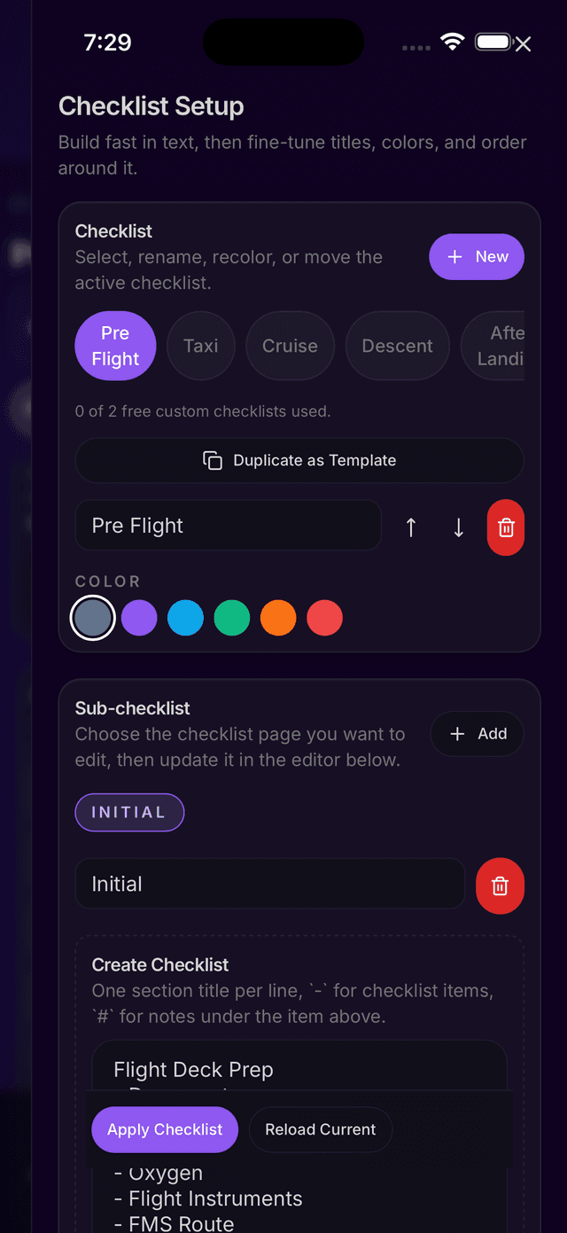 Checklist builder
